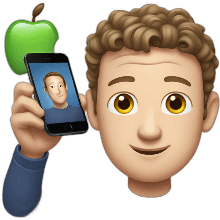 mark Zuckerberg holding an iphone emoji