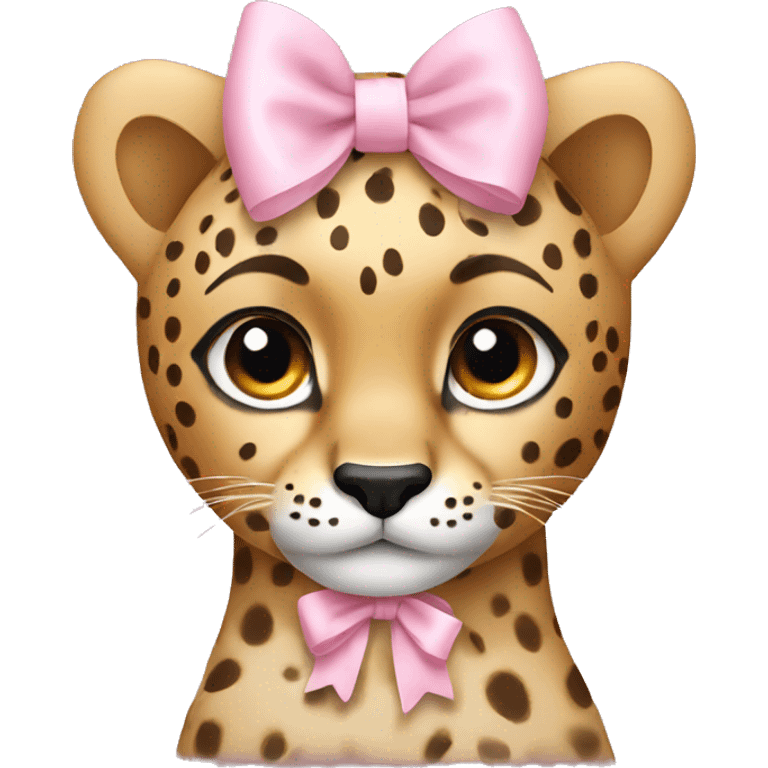 Cheetah with a light pink bow emoji