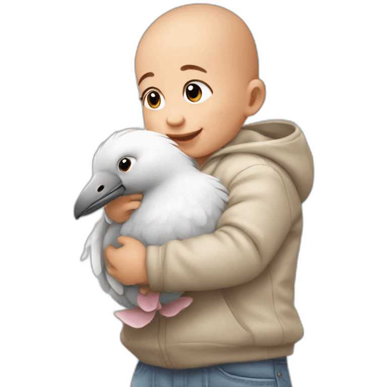 a baby hug a pigon emoji