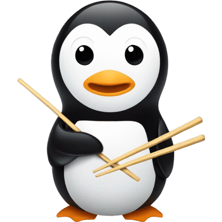 Penguin eating with chopsticks  emoji