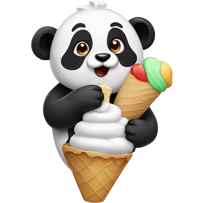 Panda eating ice cream emoji