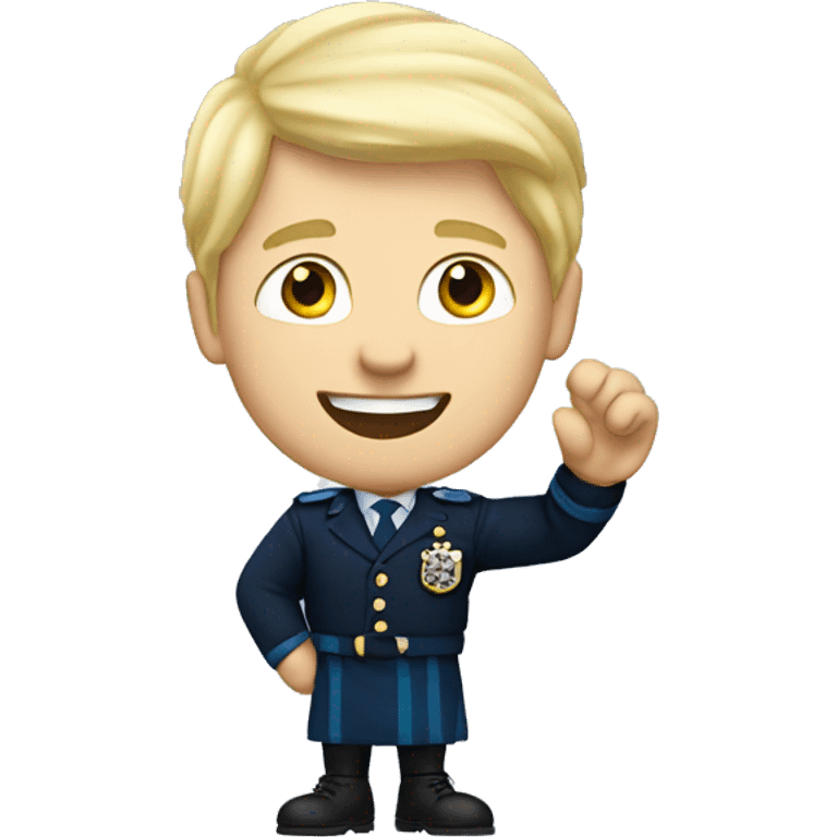 Male with blonde hair waving hand to say hello with a Scotland emoji