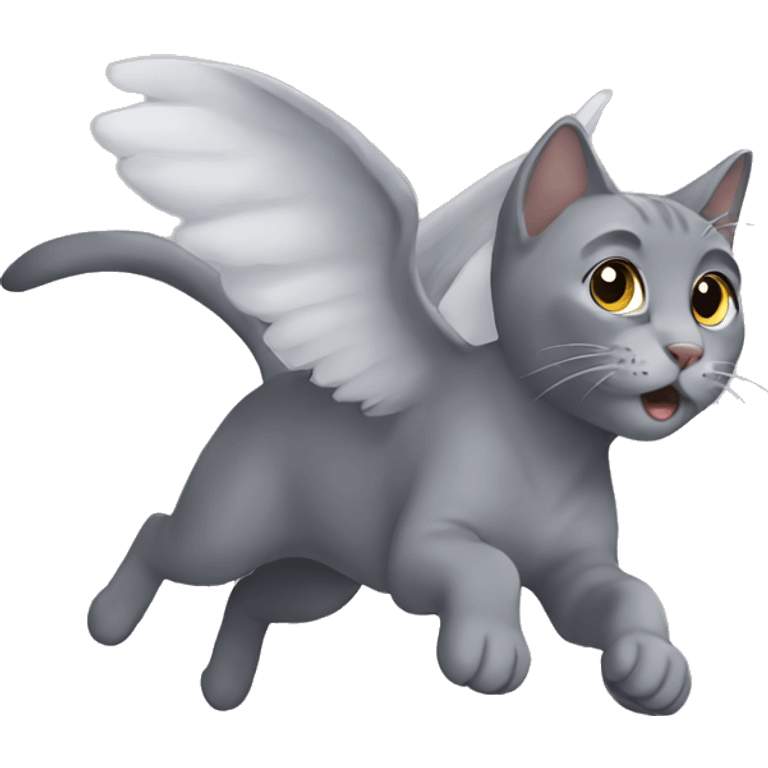 Grey cat flying emoji