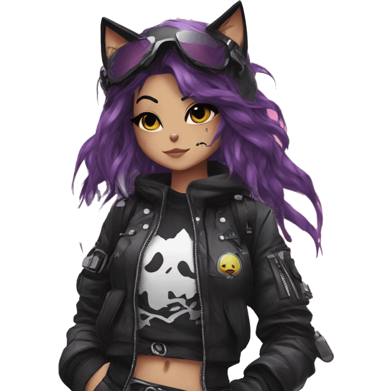 Edgy Cartoon Anime Punk Techwear Catgirl emoji