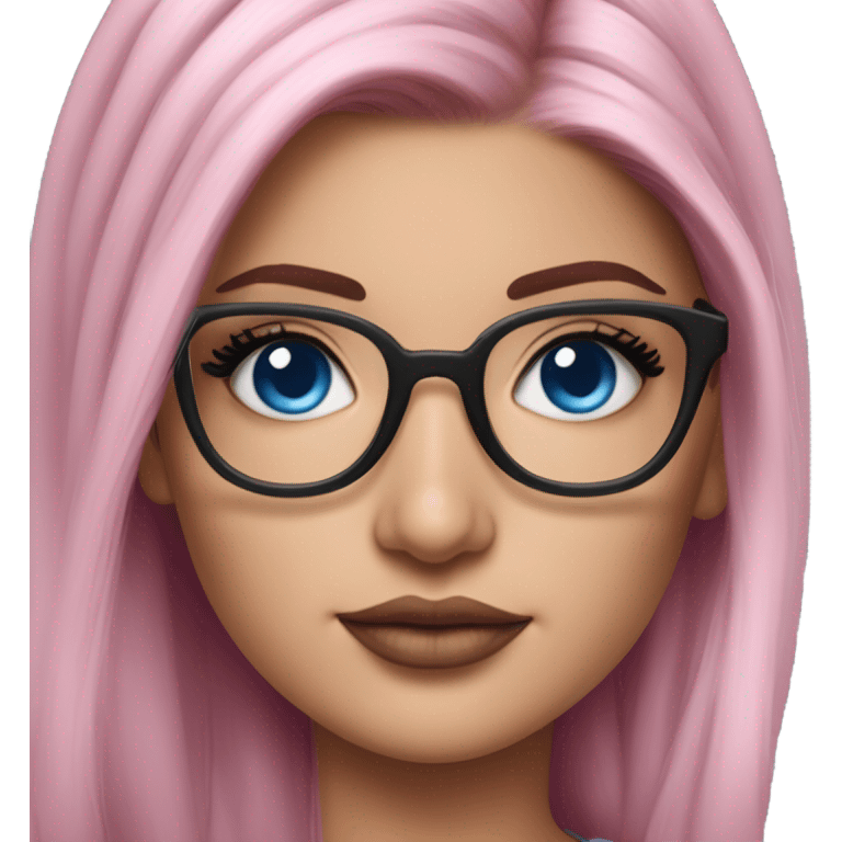 Hyper Realistic kylie jenner cute pink hair blue eyes and glasses  emoji