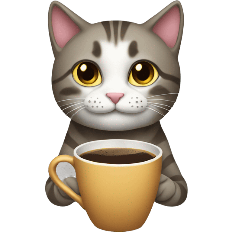 Cat drinking coffee emoji