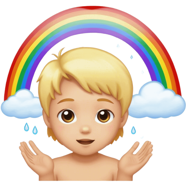 Child see a rainbow with magical delight emoji