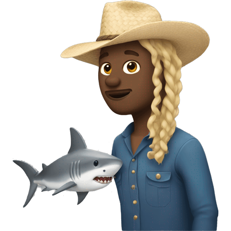 Farmer shark with blonde dreadlocks emoji