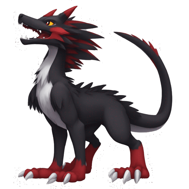 Anthro cool black red nargacuga sergal animal hybrid Fakemon full body emoji