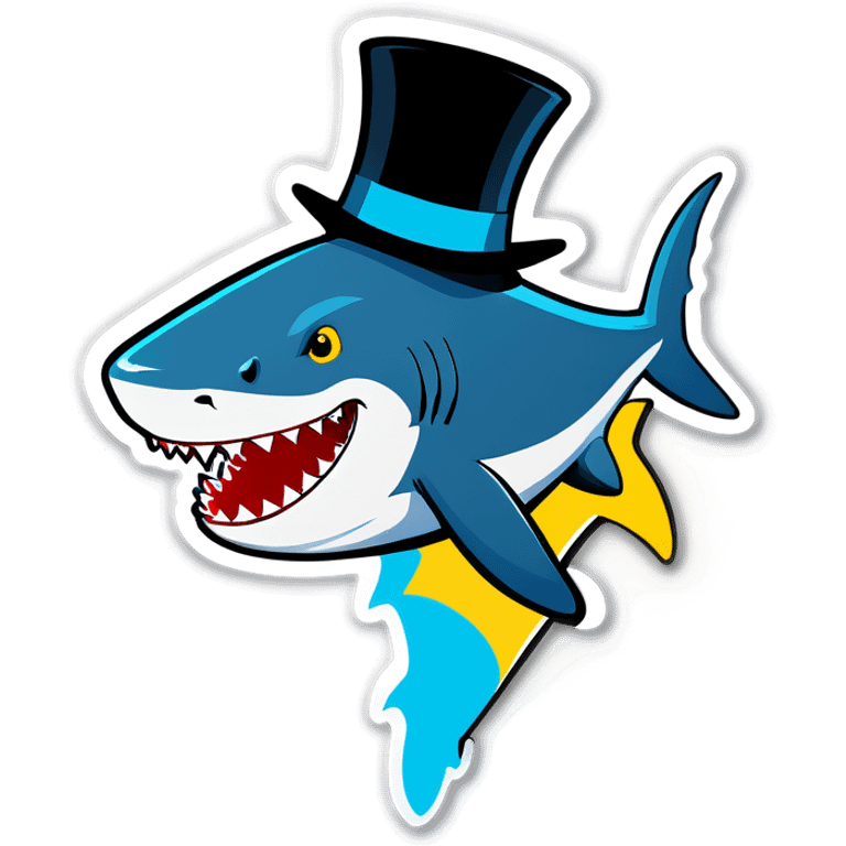 Shark with a top hat emoji