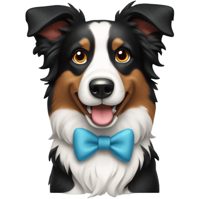 Border collie dog with bow emoji