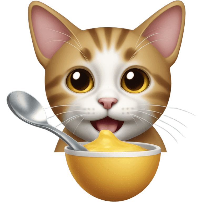 Cat sniffing a spoon emoji