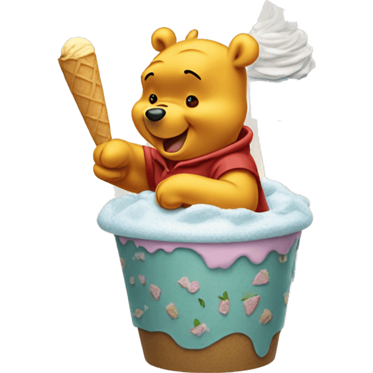 Winnie the Pooh eating ice cream  emoji