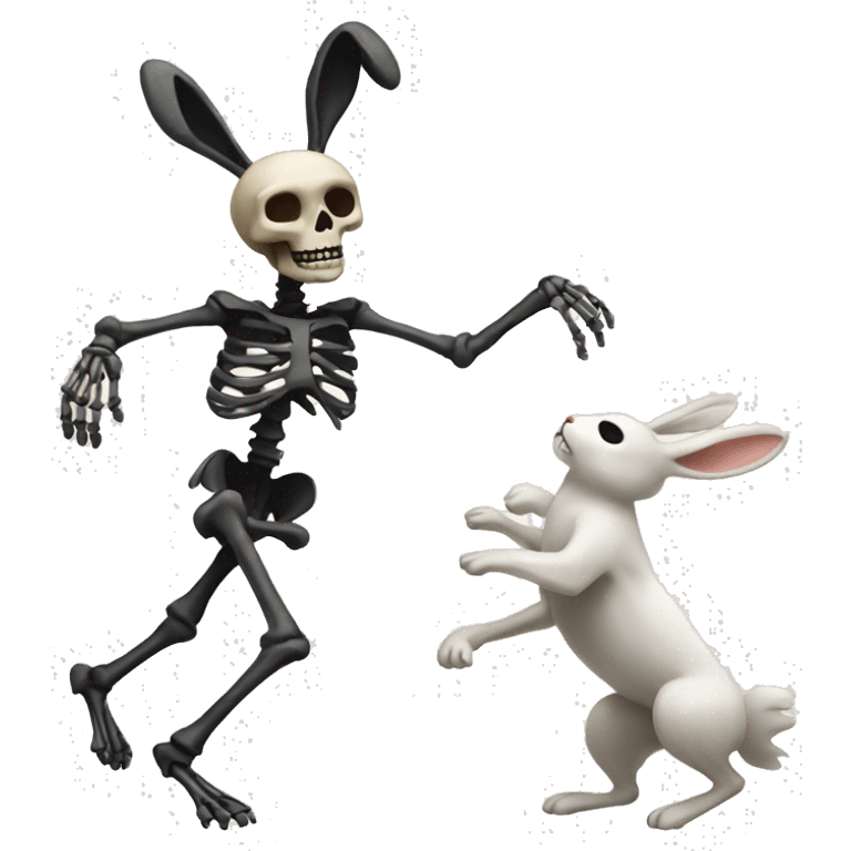 Skeleton dancing with a rabbit emoji