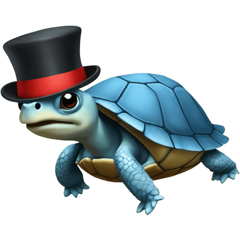 Blue-shelled turtle with a red tophat emoji