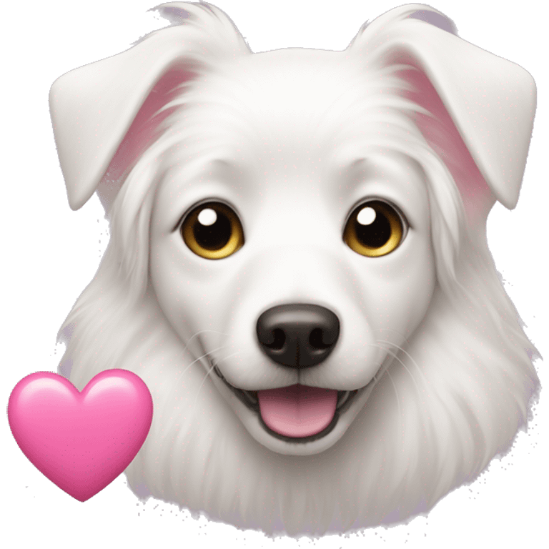 White dog with pink heart  emoji