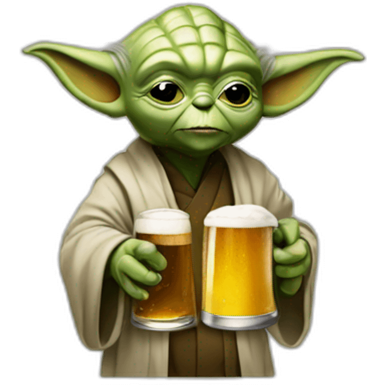 Yoda with beer emoji