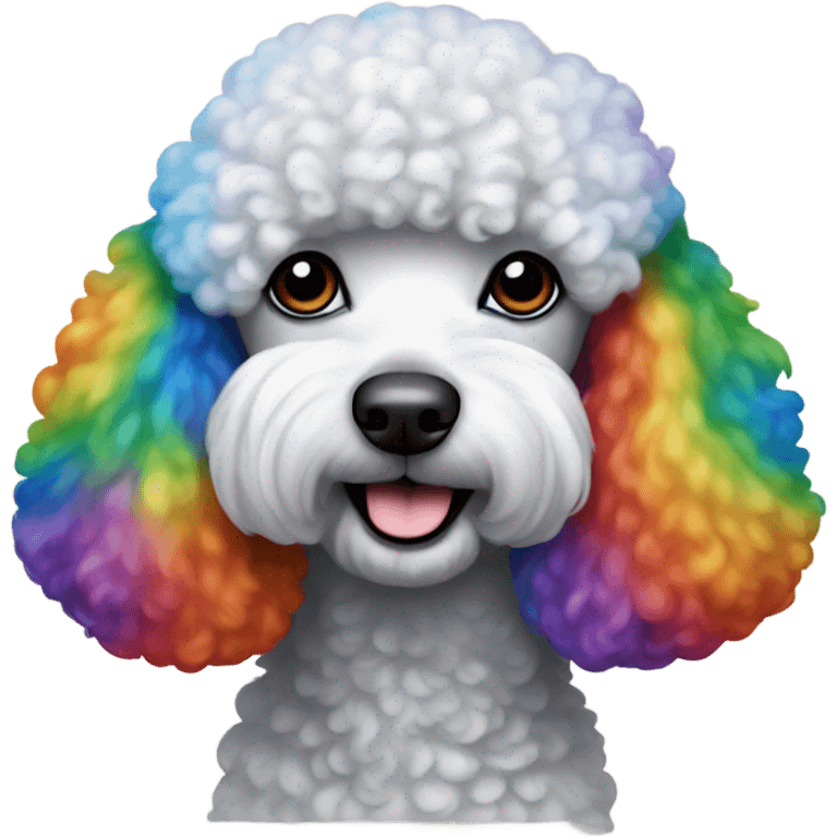 Rainbow colored poodle emoji