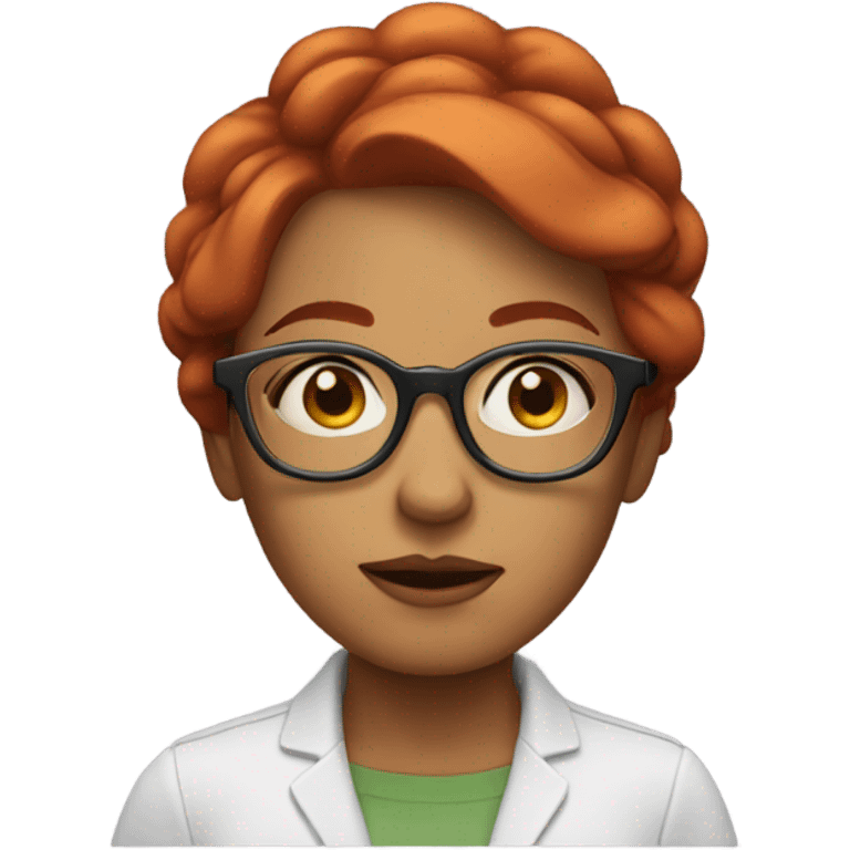 red hair woman nutritionist glasses doubts emoji