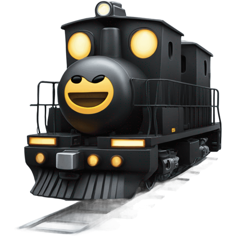 A electric locomotive (With little shiny black Kirby eyes) emoji