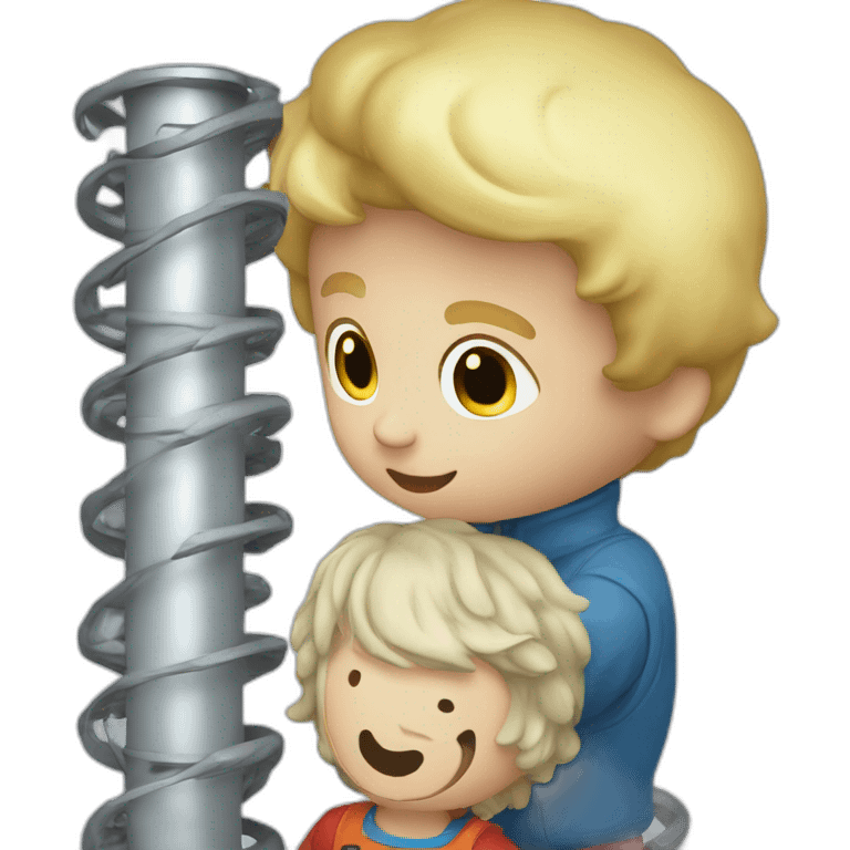 A little boy with en skelter emoji