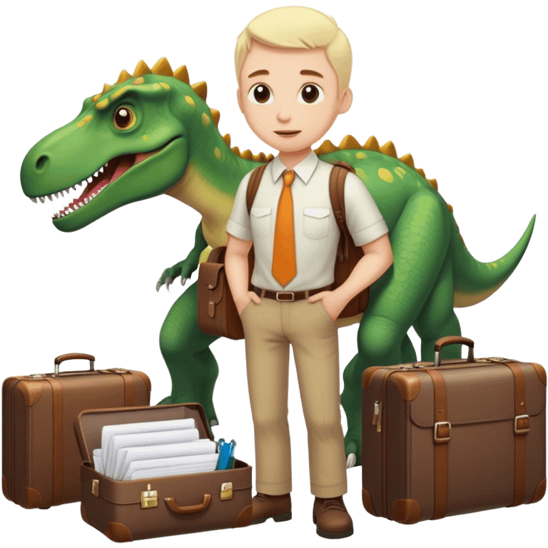 office Dinosaur, a huge luggage full of papers emoji