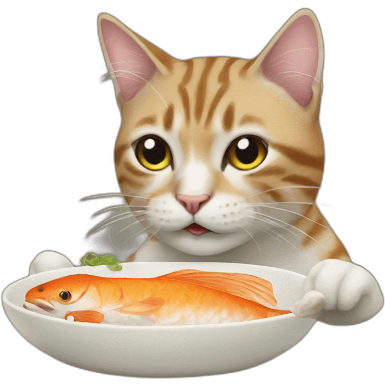 cat eating fish emoji