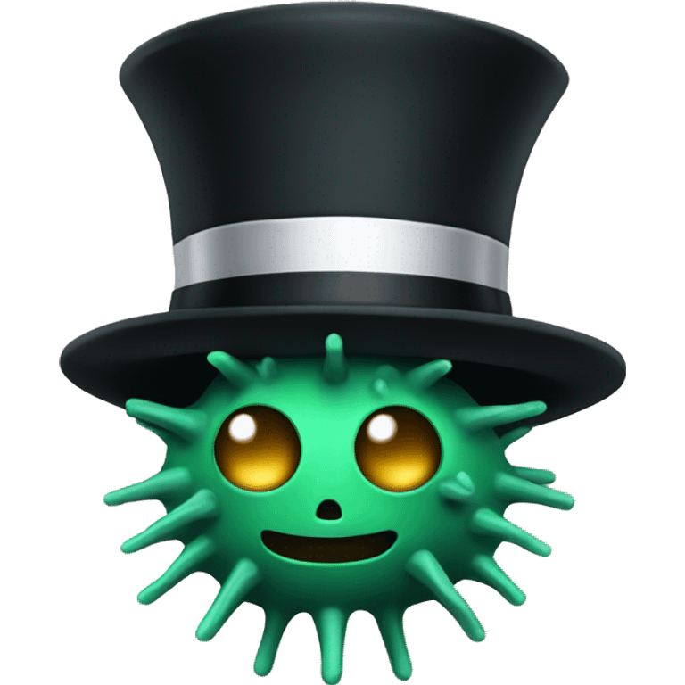 A green sea urchin wearing a black top hat. no face. emoji