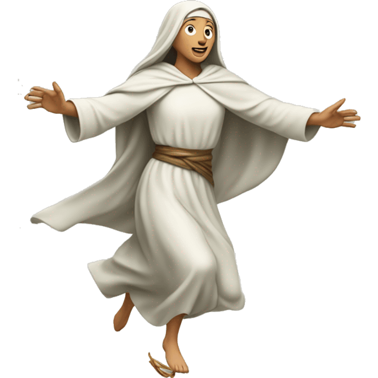 saint brigid running, with a large stride and arms outstretched emoji