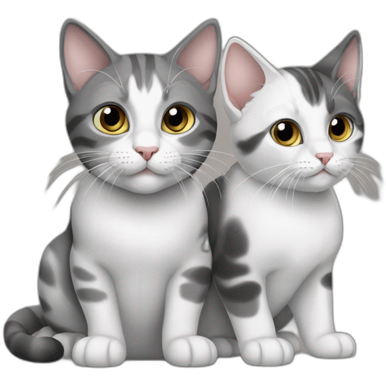 Two cats calicut and White Grey emoji