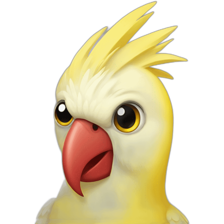 yellow cockatiel with read angry emoji cheeks emoji