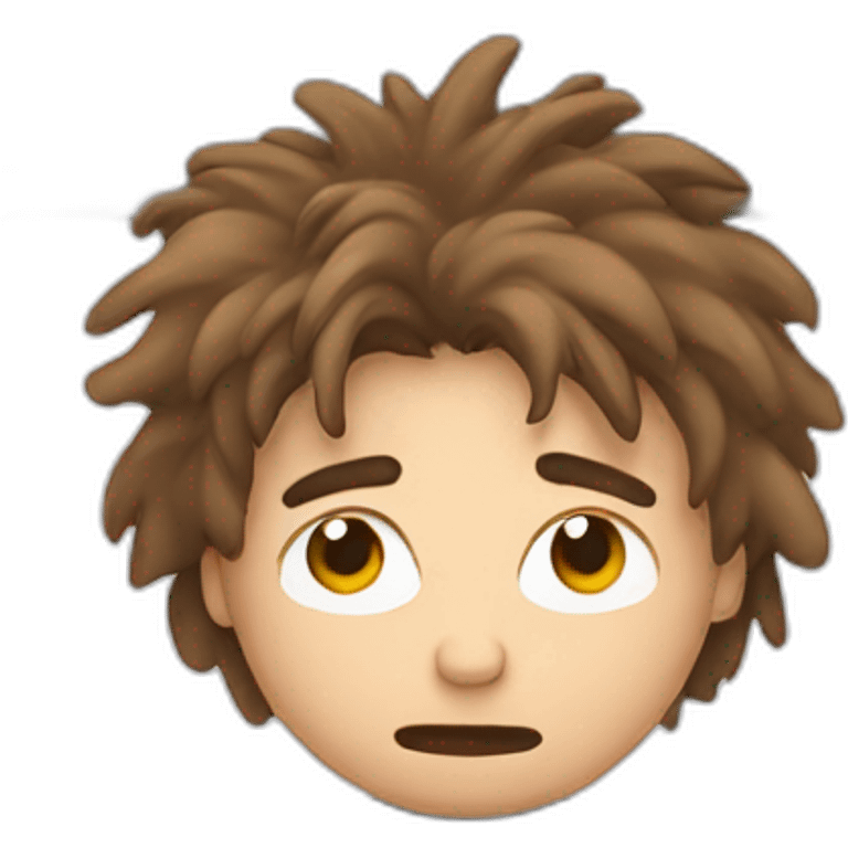 sleepy guy with brown messy hair on a computer emoji