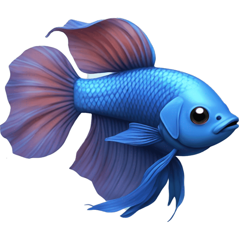 blue betta fish, cartoon, swimming, view from above emoji