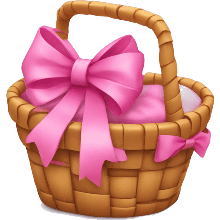 Basket with pink bow on top  emoji