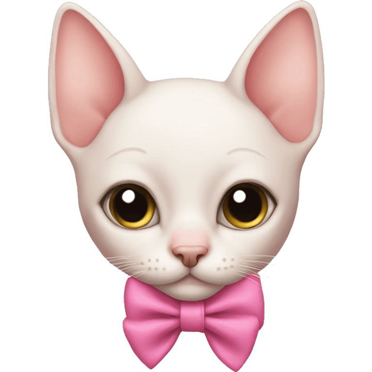 Hairless cat with pink bow emoji