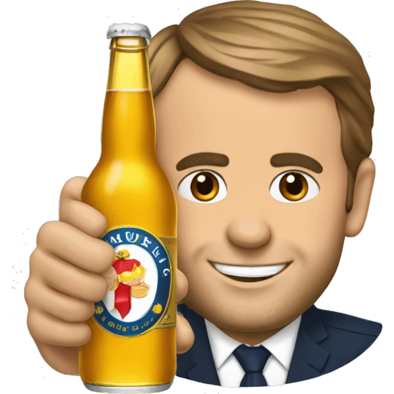 Macron avec une bière  emoji