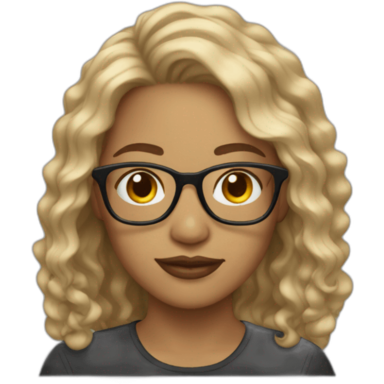 woman light skin glasses wavy hair emoji