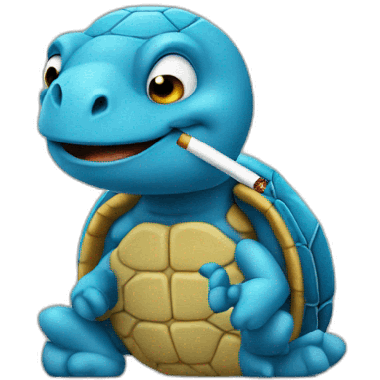 blue turtle with a cigarette emoji