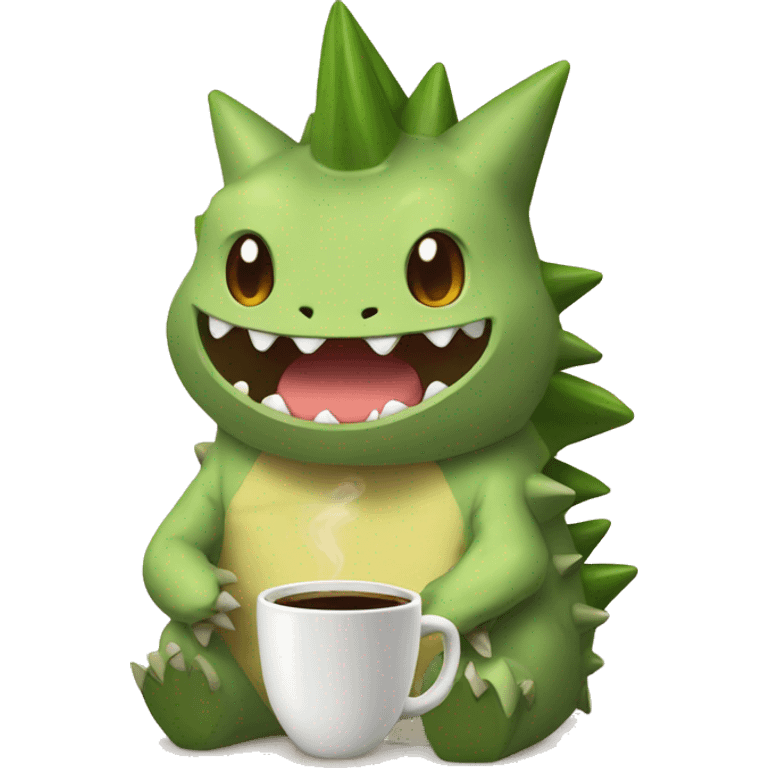 tyranitar with coffee emoji