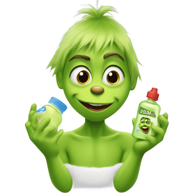 Grinch holding baby oil emoji