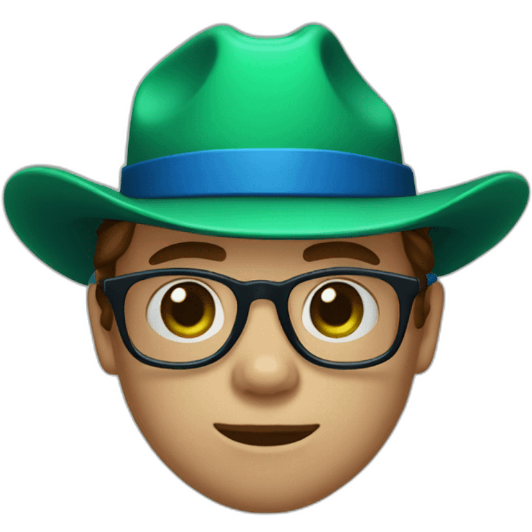 A cow boy with a green skin and a blue glasses emoji