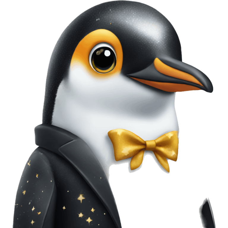 A penguin with peter pan suit and stars arround emoji