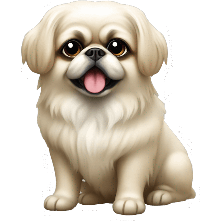 White Pekingese artist emoji