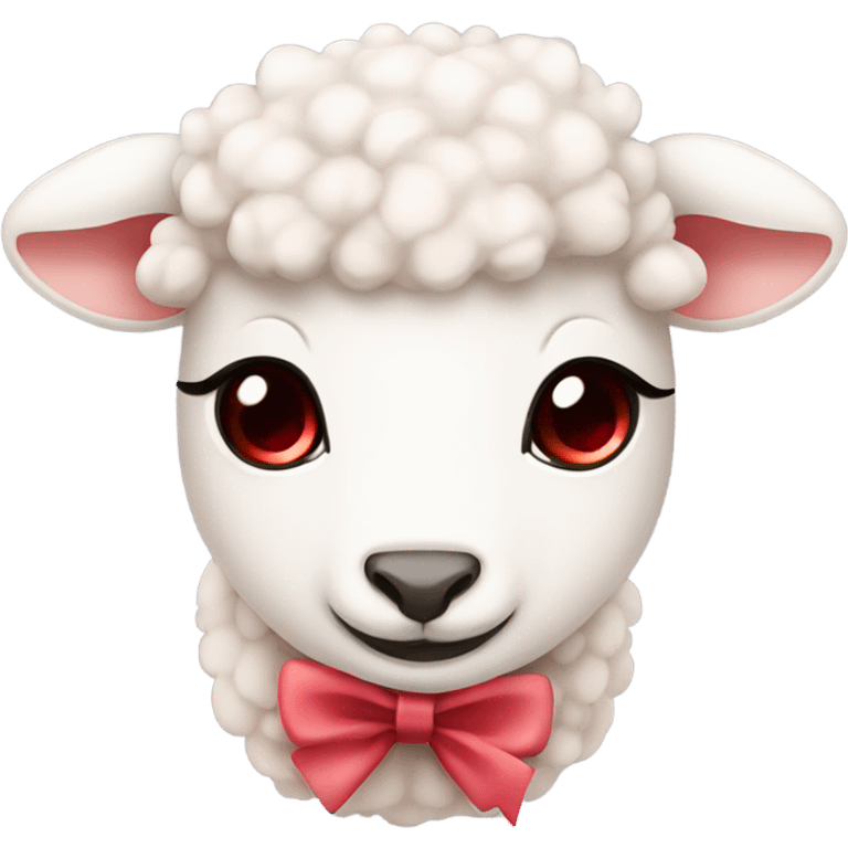 lamb with red eyes and pale pink bow  emoji