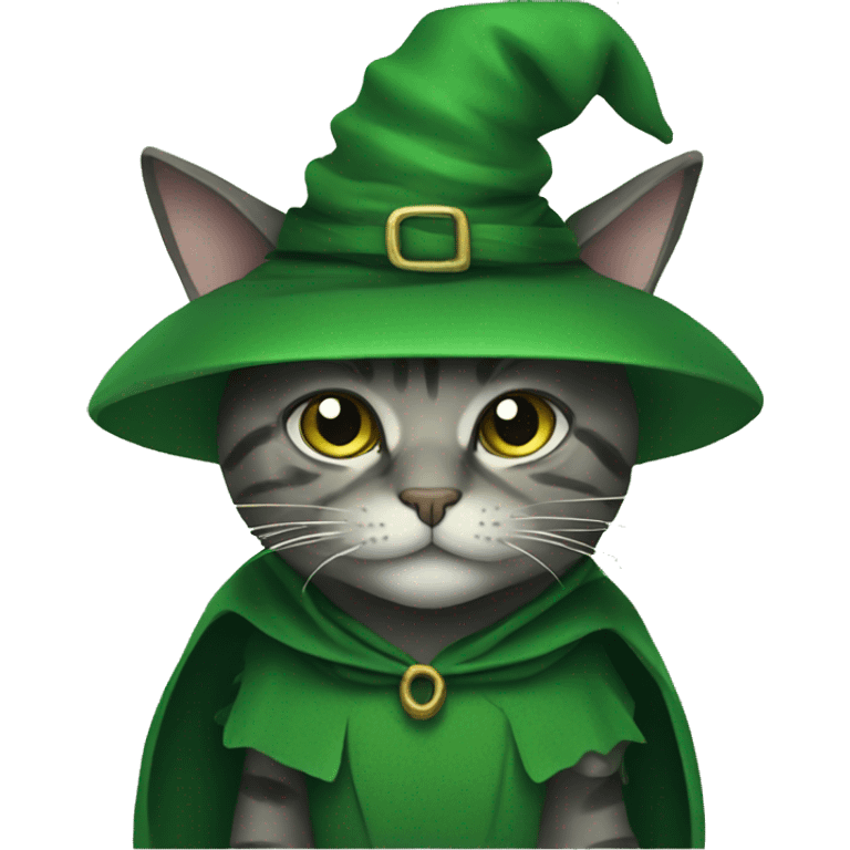 Cat wearing Green witch costume emoji