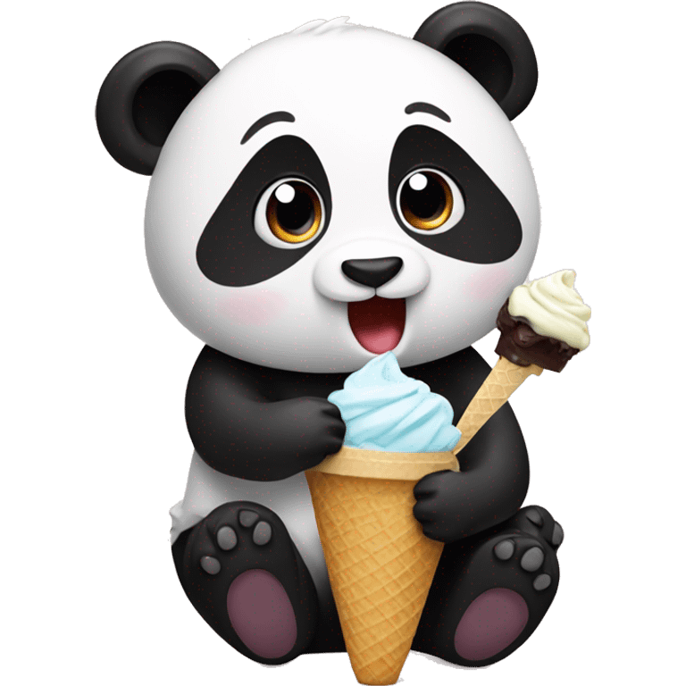 Panda eating ice cream emoji