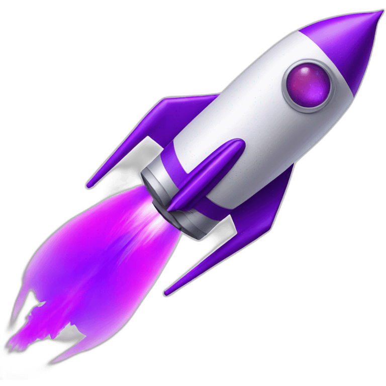 a purple cylindrical rocket with a robot riding it emoji