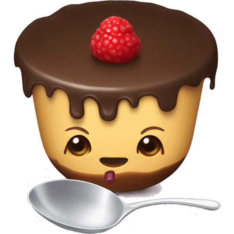 Pudding with a spoon emoji