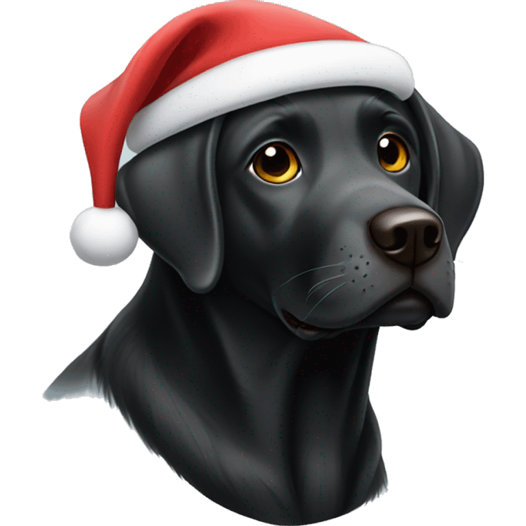 Black Labrador wearing Santa hat emoji