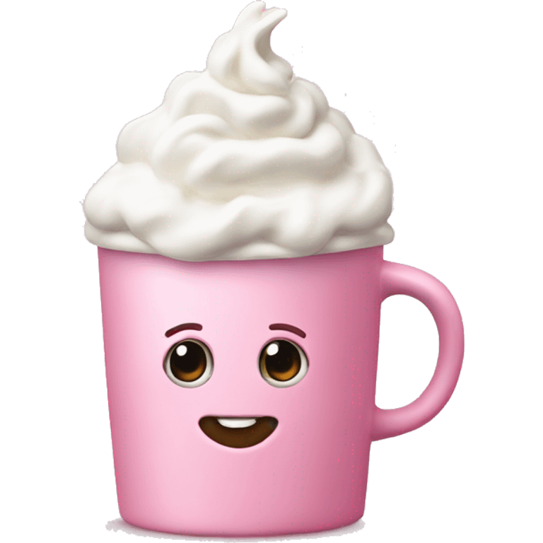 Cute pink mug with whipped cream  emoji